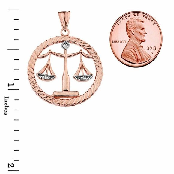 10k Real Gold Diamond Scales of Justice Pendant